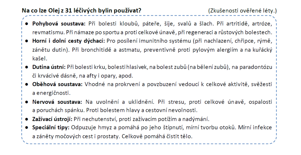 Na co se olej 31 používá?